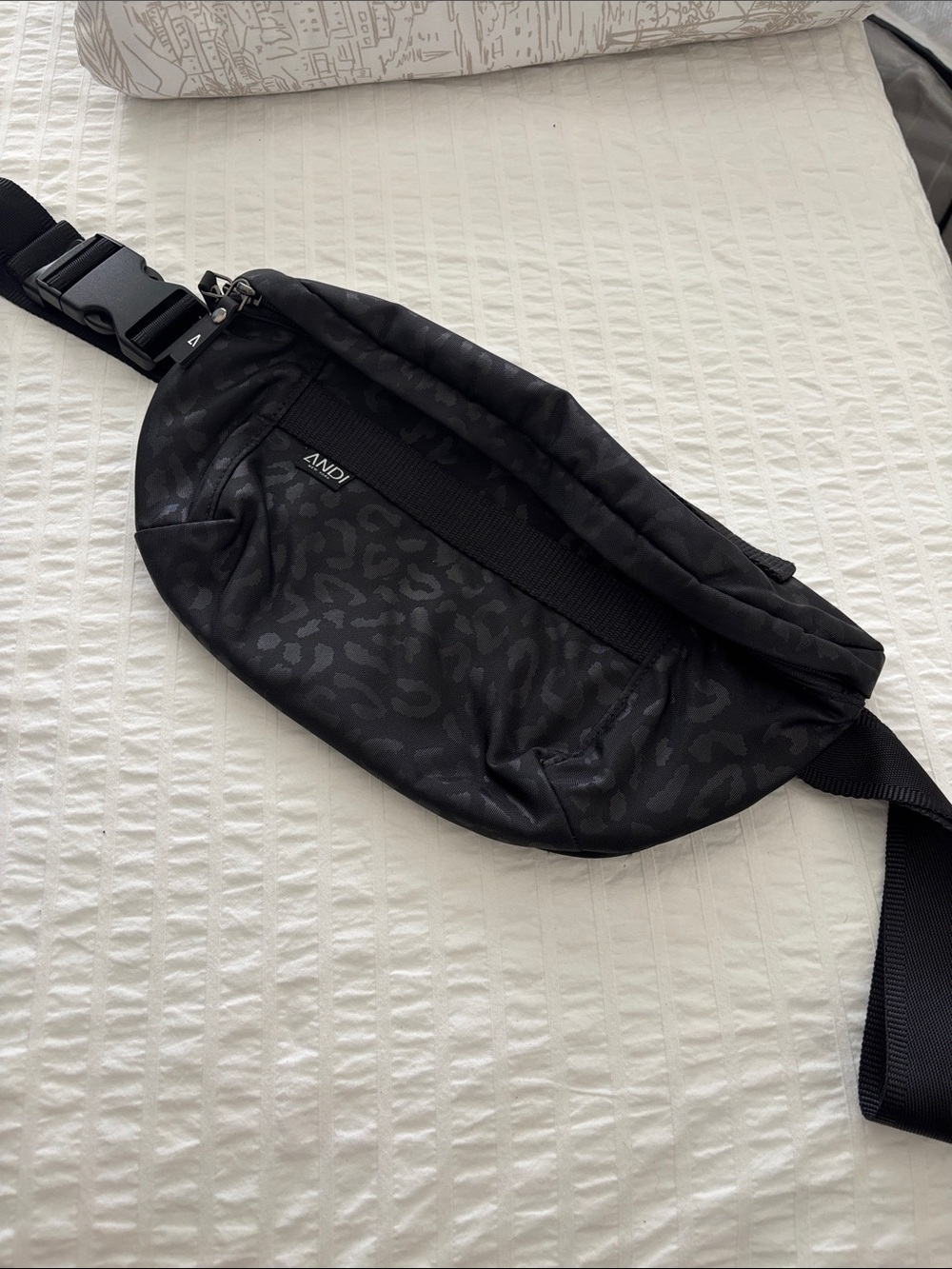 Black Leopard-Print Sling Bag